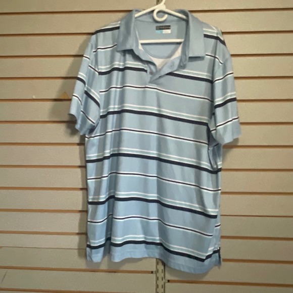 PGA Tour Other - PGA Tour Pro Series Mens XXL Polo Shirt Blue Striped Athletic Fit Short Sleeve